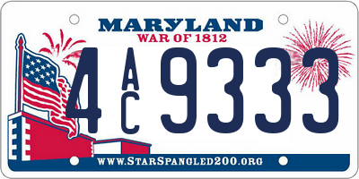 MD license plate 4AC9333