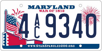MD license plate 4AC9340