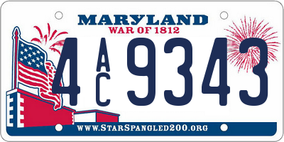 MD license plate 4AC9343