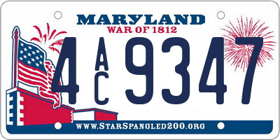 MD license plate 4AC9347