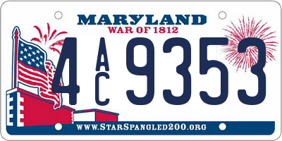 MD license plate 4AC9353