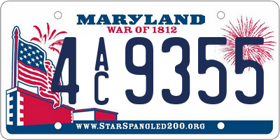 MD license plate 4AC9355