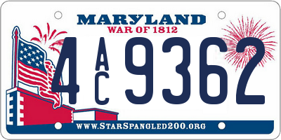 MD license plate 4AC9362