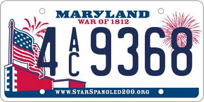 MD license plate 4AC9368