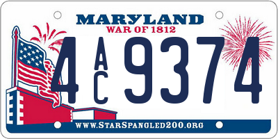 MD license plate 4AC9374