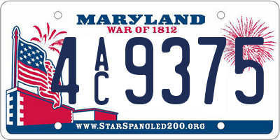 MD license plate 4AC9375