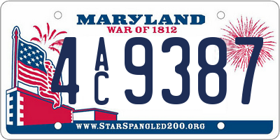 MD license plate 4AC9387