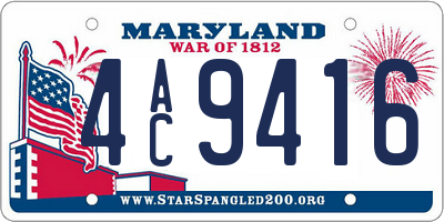 MD license plate 4AC9416