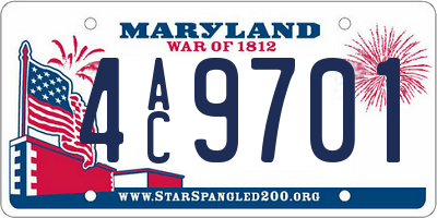 MD license plate 4AC9701