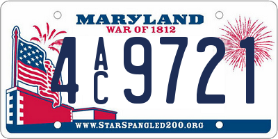 MD license plate 4AC9721