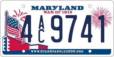 MD license plate 4AC9741