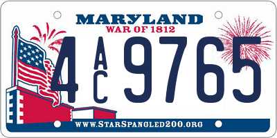 MD license plate 4AC9765