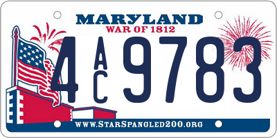 MD license plate 4AC9783