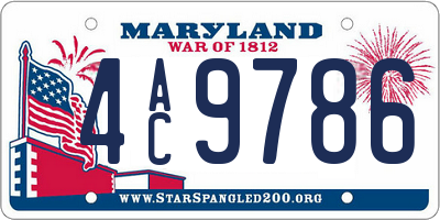 MD license plate 4AC9786