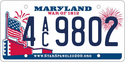 MD license plate 4AC9802