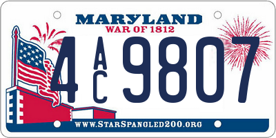 MD license plate 4AC9807