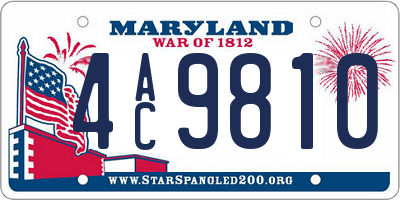 MD license plate 4AC9810