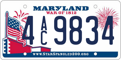 MD license plate 4AC9834