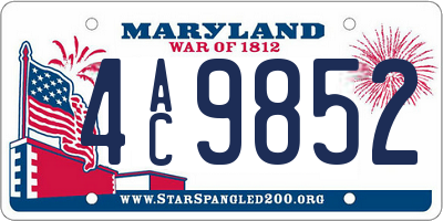 MD license plate 4AC9852