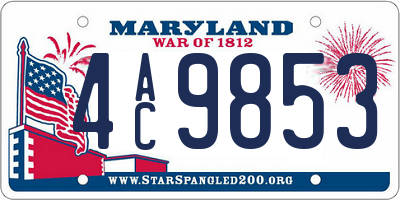MD license plate 4AC9853