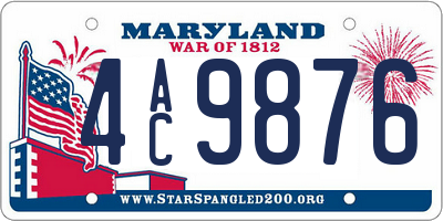 MD license plate 4AC9876