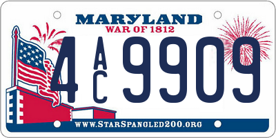 MD license plate 4AC9909