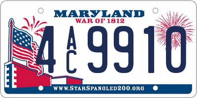 MD license plate 4AC9910