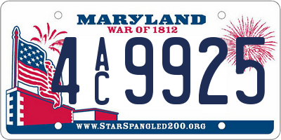 MD license plate 4AC9925