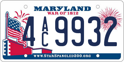 MD license plate 4AC9932