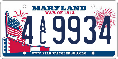 MD license plate 4AC9934