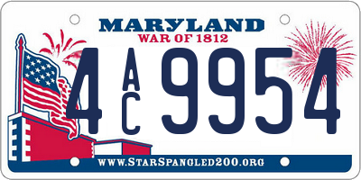 MD license plate 4AC9954