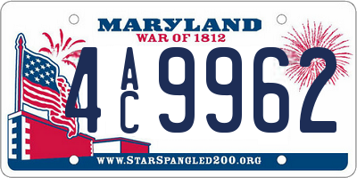 MD license plate 4AC9962