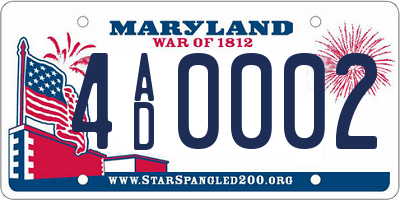 MD license plate 4AD0002