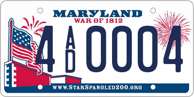 MD license plate 4AD0004