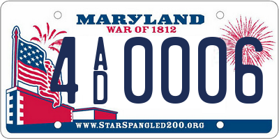MD license plate 4AD0006
