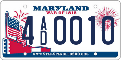 MD license plate 4AD0010