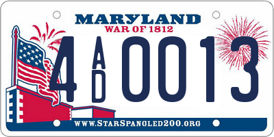 MD license plate 4AD0013