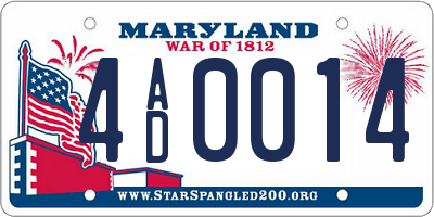 MD license plate 4AD0014