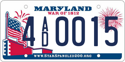 MD license plate 4AD0015