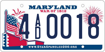 MD license plate 4AD0018