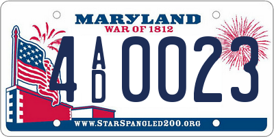 MD license plate 4AD0023