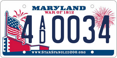 MD license plate 4AD0034
