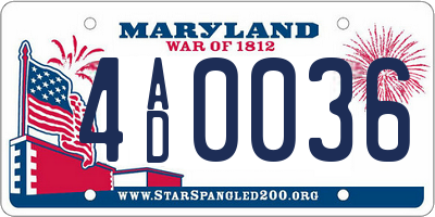 MD license plate 4AD0036