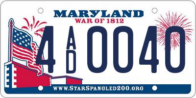 MD license plate 4AD0040