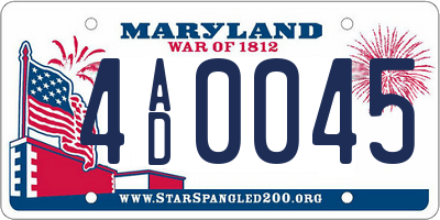 MD license plate 4AD0045