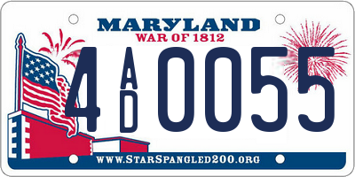 MD license plate 4AD0055
