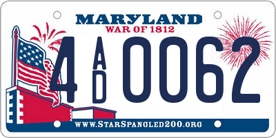 MD license plate 4AD0062