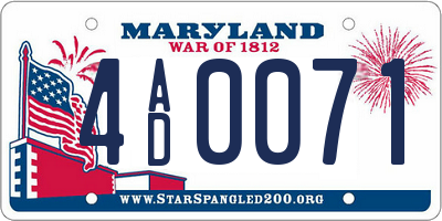 MD license plate 4AD0071