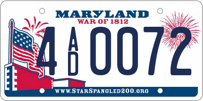 MD license plate 4AD0072