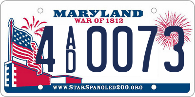 MD license plate 4AD0073